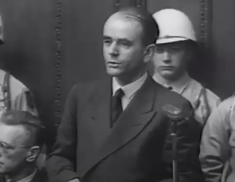 Nazi Albert Speer speaking at the Nuremberg Trials