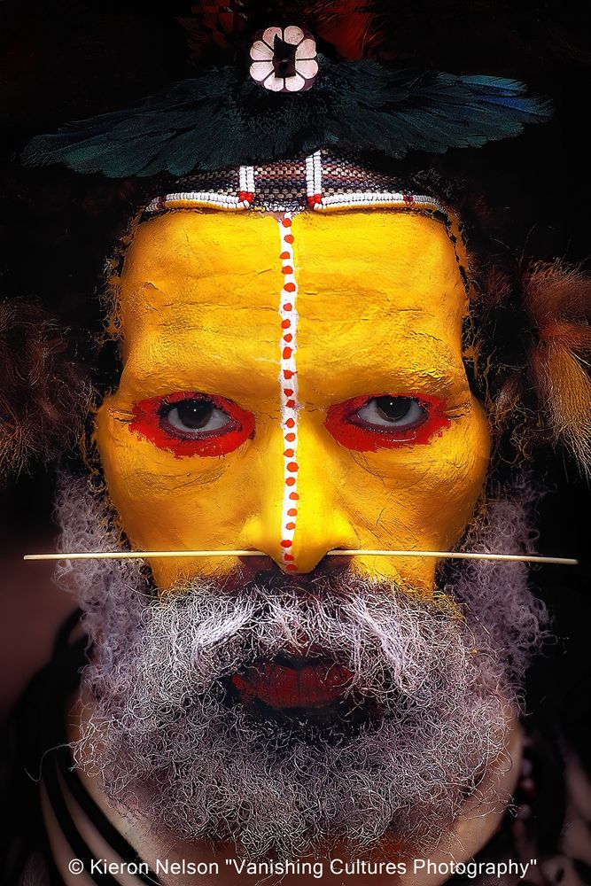 The Huli Wigmen possess a strong sense of cultural continuity, having maintained their traditional practices for centuries and serving as a symbol of Papua New Guinea's rich cultural diversity. Originally, the bright colors, including yellow, were used as war paint to strike fear into enemies and to help Huli warriors enter an altered state of consciousness.