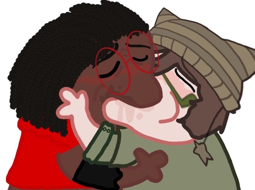 A meme picture of myself and Alex making out slopy style in meme format. 
