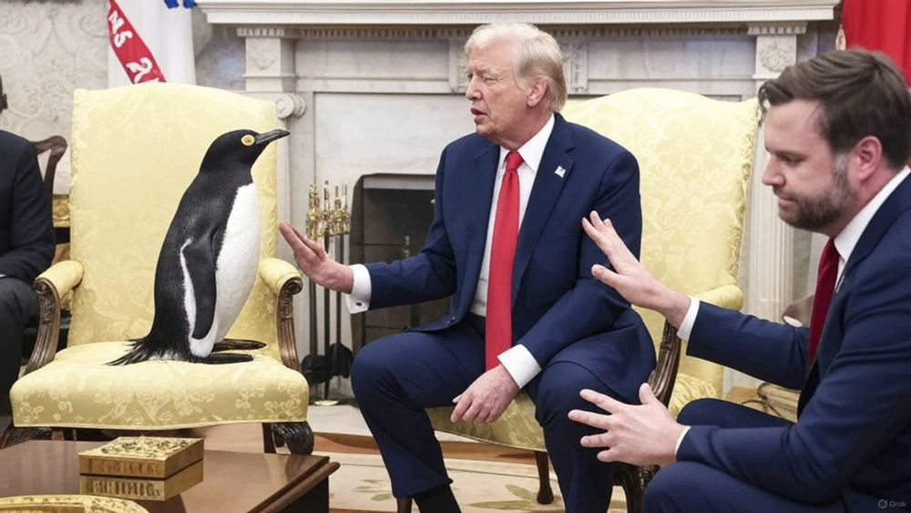 JD Vance and Trump yell at a Penguin at the White House 