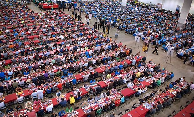A crowded magic the gathering event 