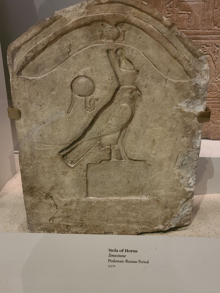 Stel of Horus, again in falcon form with his favorite funky hat