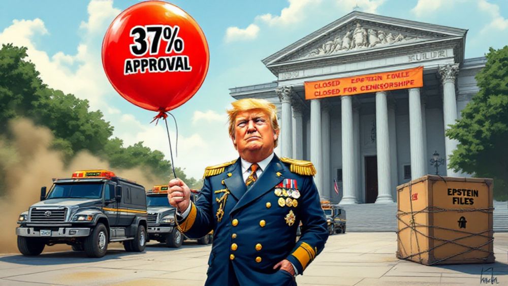 New Quinnipiac poll shows Trump’s approval at just 37%. A majority oppose his National Guard stunt in D.C., slam his Epstein cover-up, and mock his polyester dictator cosplay.