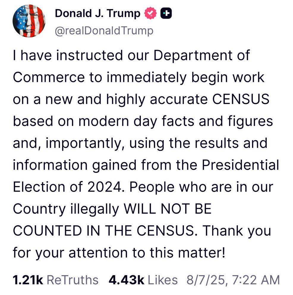 Trump rants about ordering a new census excluding the undocumented population