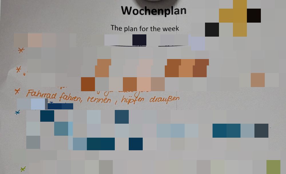 Wochenplan mit Radfahren