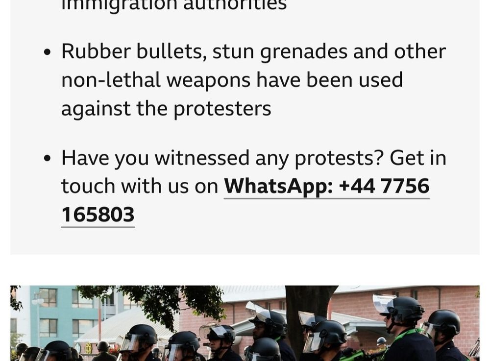 BBC article referring to the LA protest, it states that "rubber bullets, stun grenades, and other non-lethal weapons have been used against the protesters"