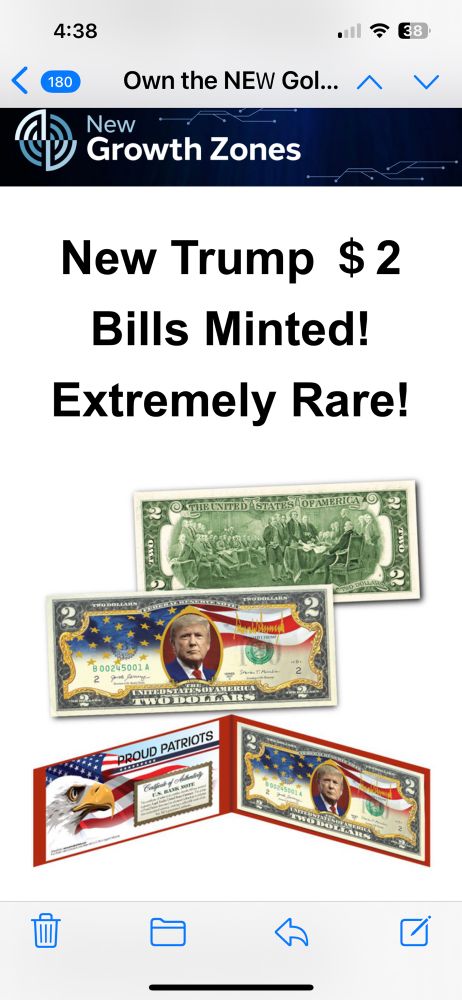 Trump’s face on $2 bills - legal tender. 