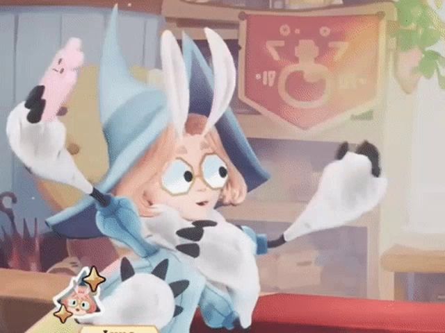 a cartoon character in a bunny costume is taking a selfie in a video game .