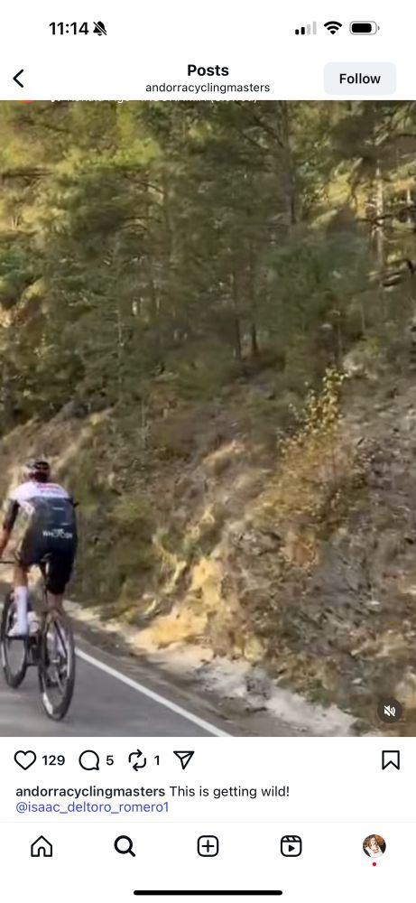Video of Isaac del toro on the Andorra cycling masters insta with the caption “this is getting wild!”