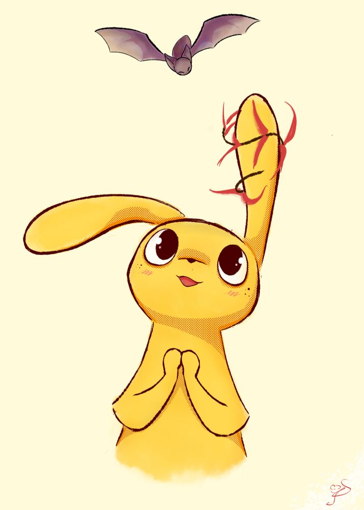 Monk from Rain World observing a batfly.