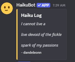 screenshot discord haiku bot: haiku log (haiku same as stated in post)