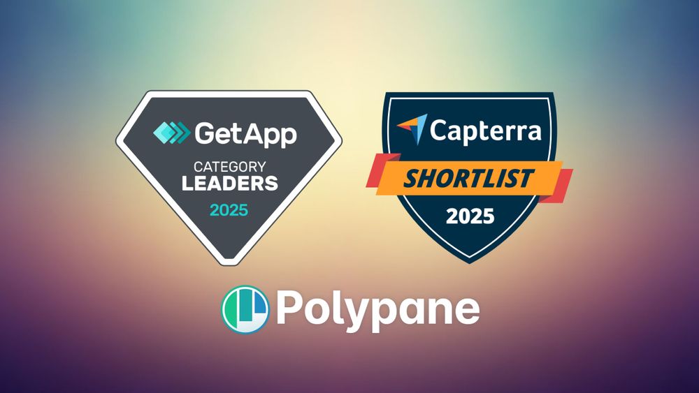 Two badges with the names: 

GetApp Category leaders 2025
Capterra shorrtlist 2025

With the Polypane logo below them
