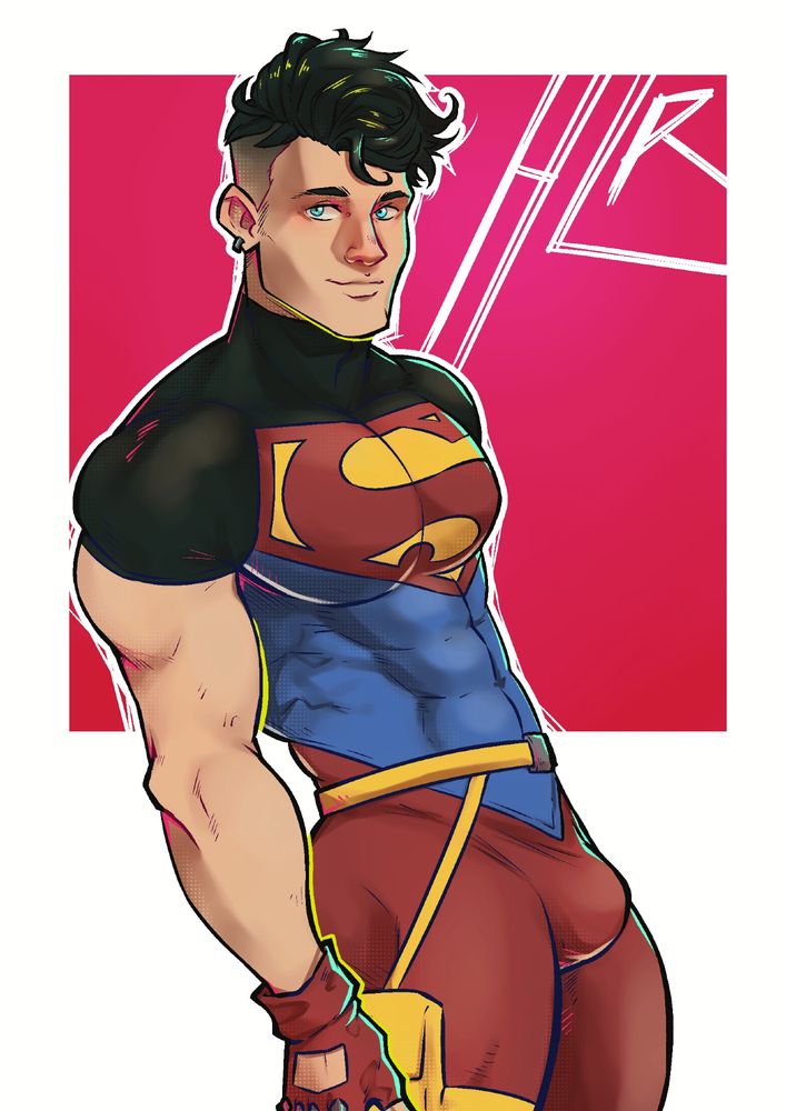 drawing of Conner Kent, aka Kon-el, aka Superboy.