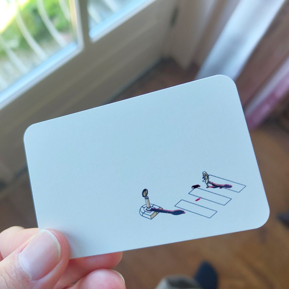 My new business card (back):

A screenshot cutout from SCHiM in the bottom right.