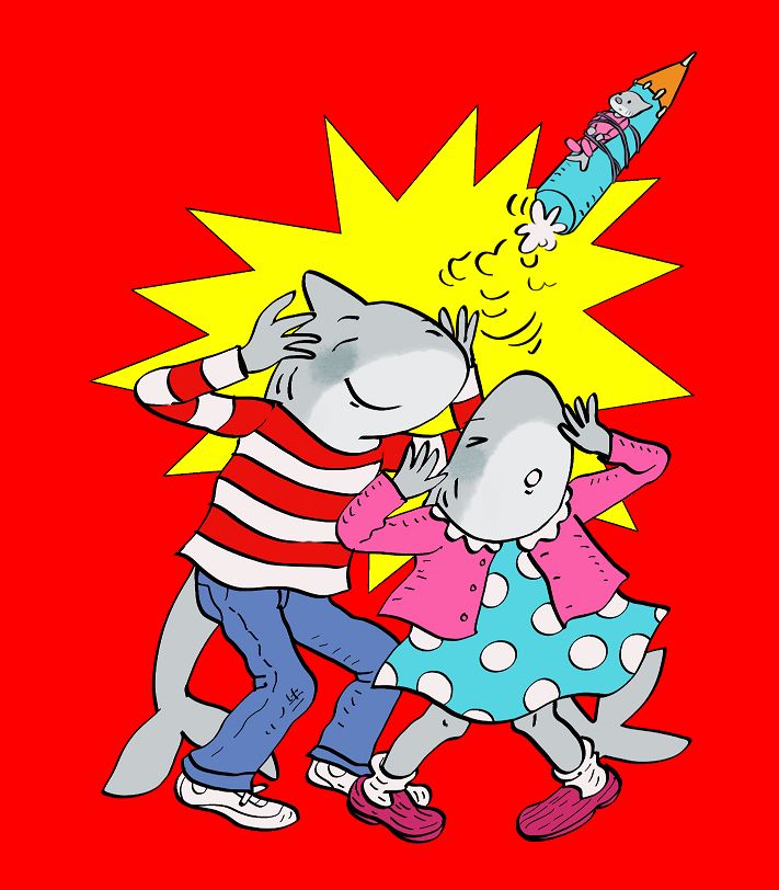 Deux requins dans le style de la couverture du tome 2 de Tom Tom et Nana