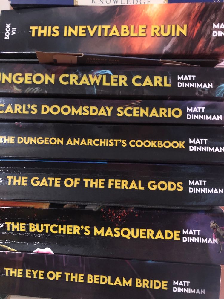 The Dungeoncrawler Carl series by Matt Dinneman, stacked horizontally 
