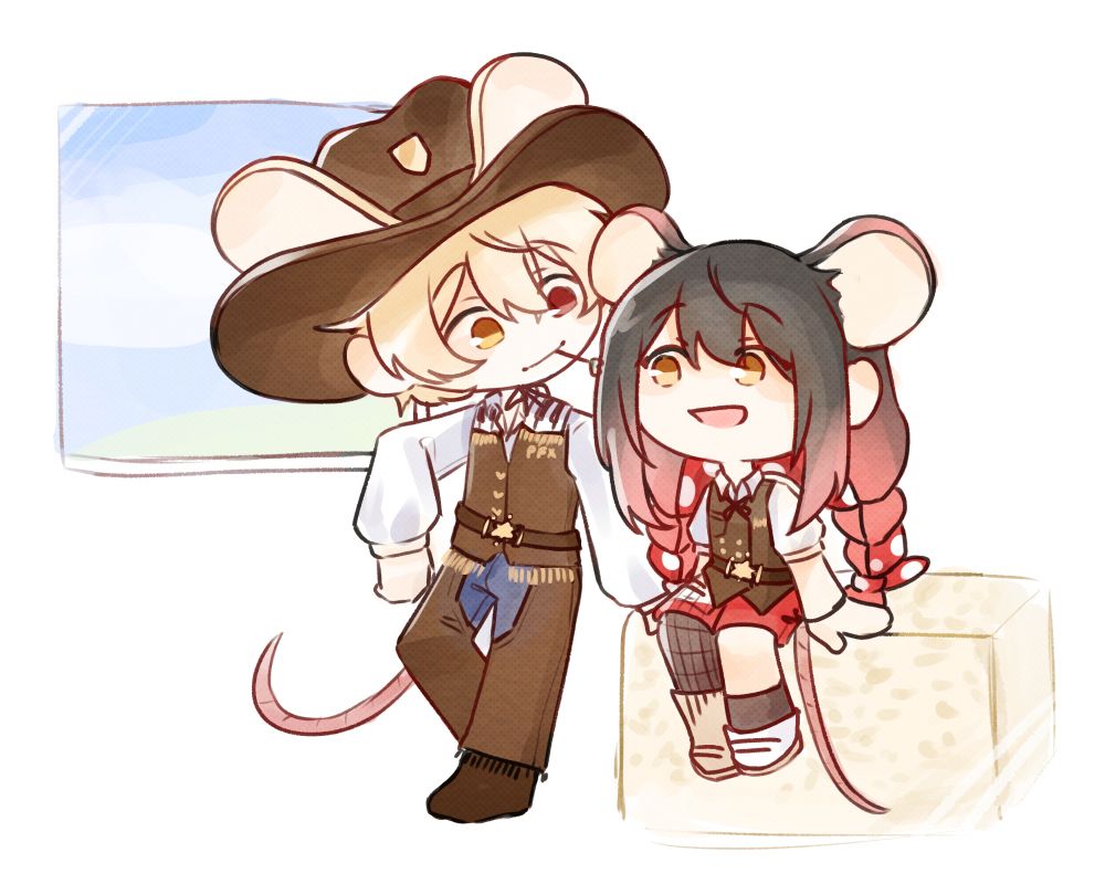 Oliver and Yuki as mice while wearing POTG and KONG's outfit.