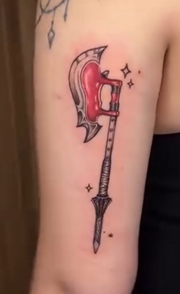 A tattoo of Buffy’s slayer scythe