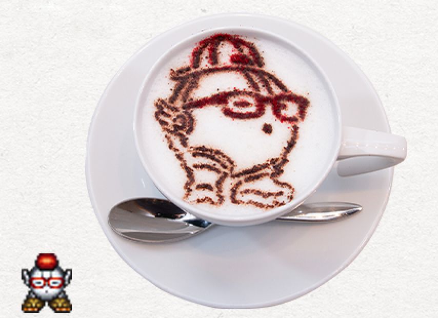 artnia collab for Live A Live in 2022. Cube cappucino art. 