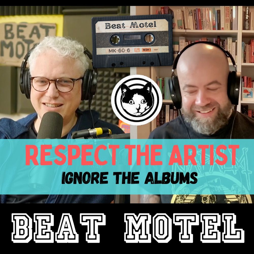 Podcast thumbnail showing two people speaking. 