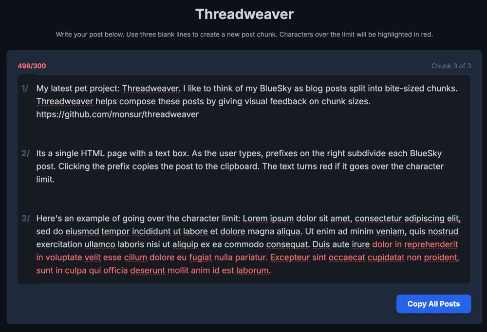 Screenshot of the Threadweaver interface.