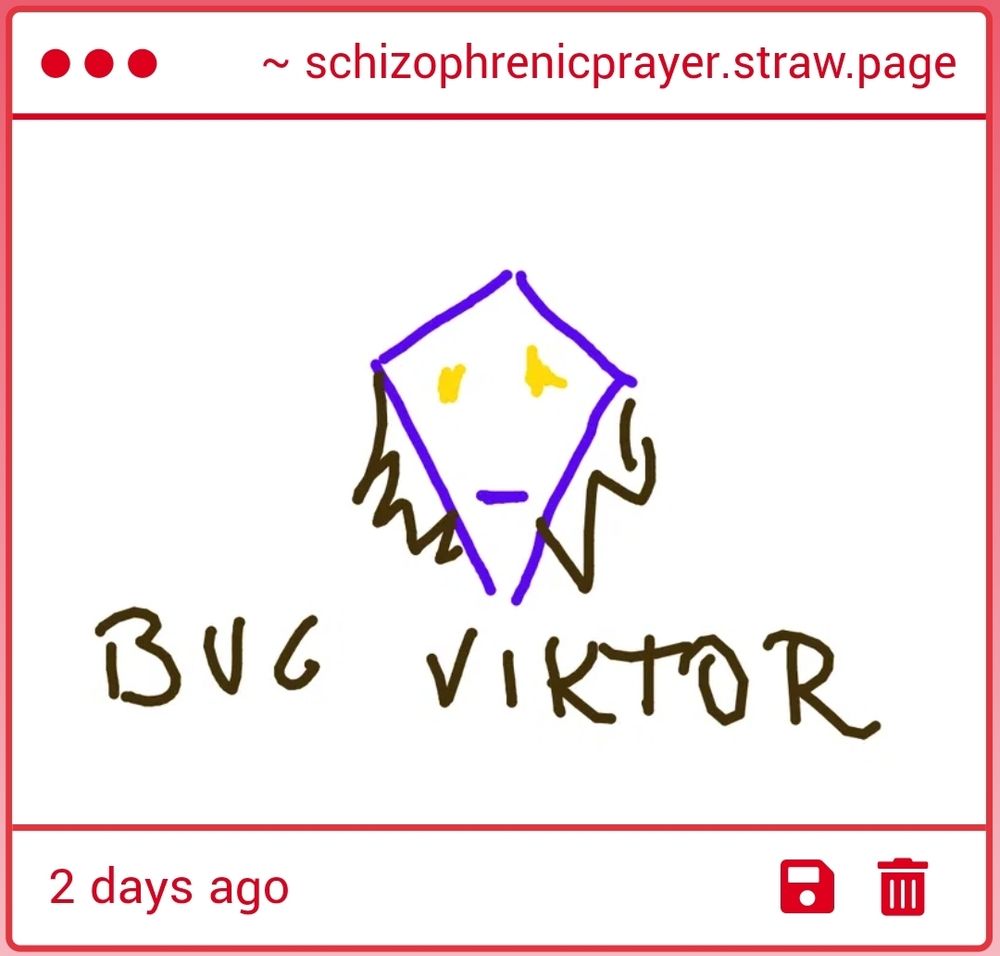 simple strawpage drawing Arcane Herald's head with "bug Viktor" written under it