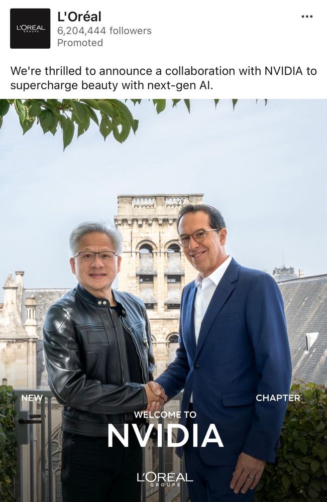 L'Oréal: "We're thrilled to announce a collaboration with NVIDIA to supercharge beauty with next-gen AI"