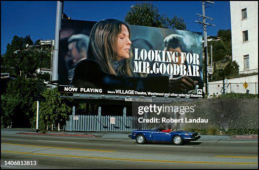 A Robert Landau photo of a billboard on the sunset strip for LOOKING FOR MR. GOODBAR, October 1977