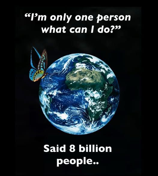 "Im only one person what can I do?'
Said 8 billion people..