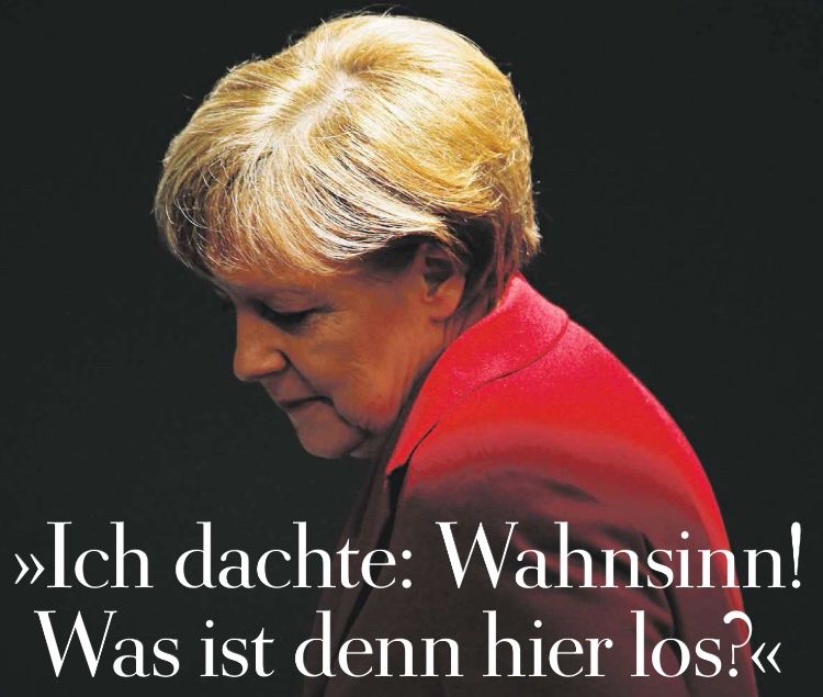 Zeit-Titel mit Angela Merkel, Überschrift „Ich dachte: Wahnsinn! Was ist denn hier los?“