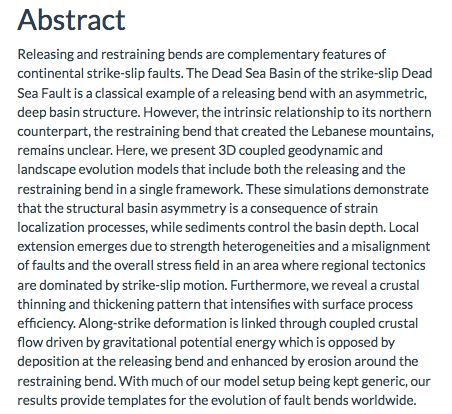 Screenshot showing the abstract of the published paper