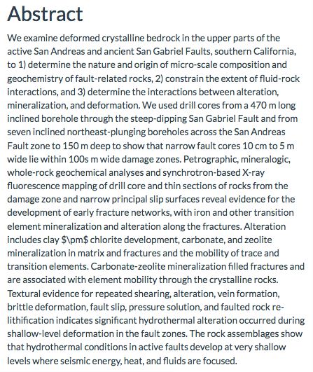 Screenshot showing the abstract of the published paper