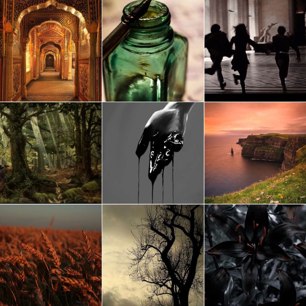 moodboard for original garden fantasy novel 