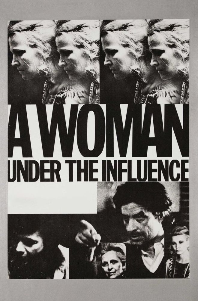 Poster art for A Woman Under the Influence. Shows multiple people’s faces in black and white