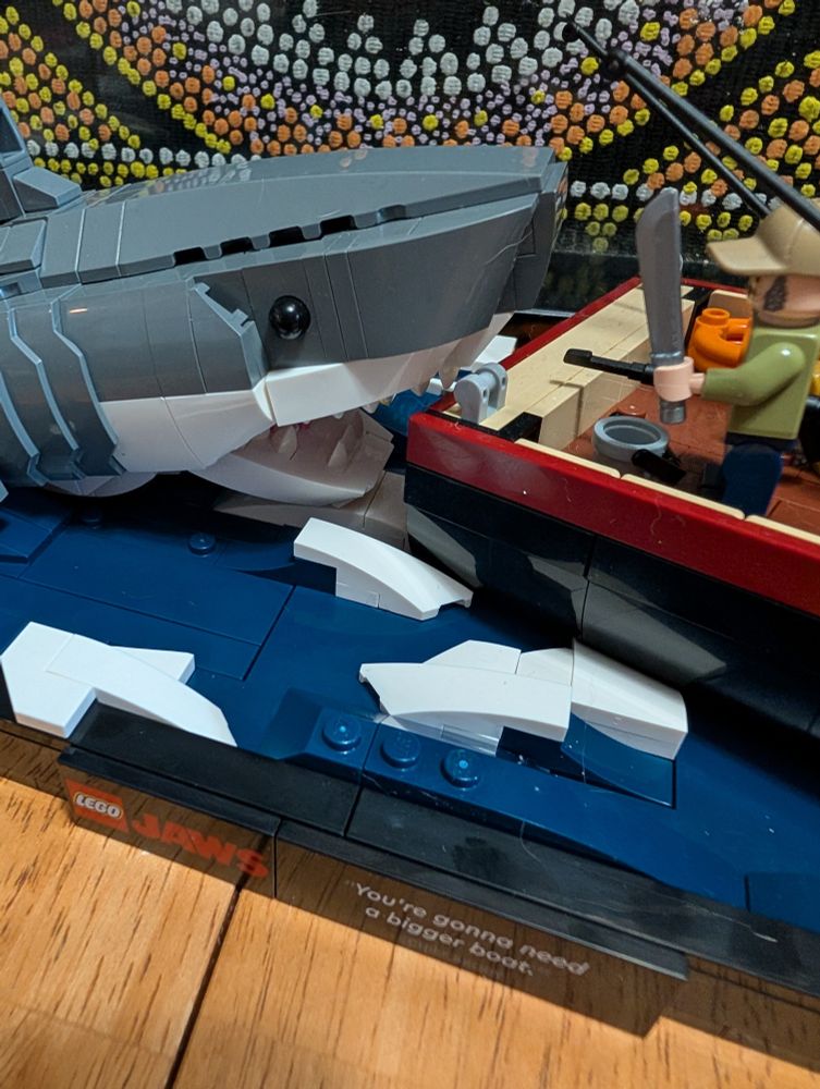 A close of up of Lego Jaws