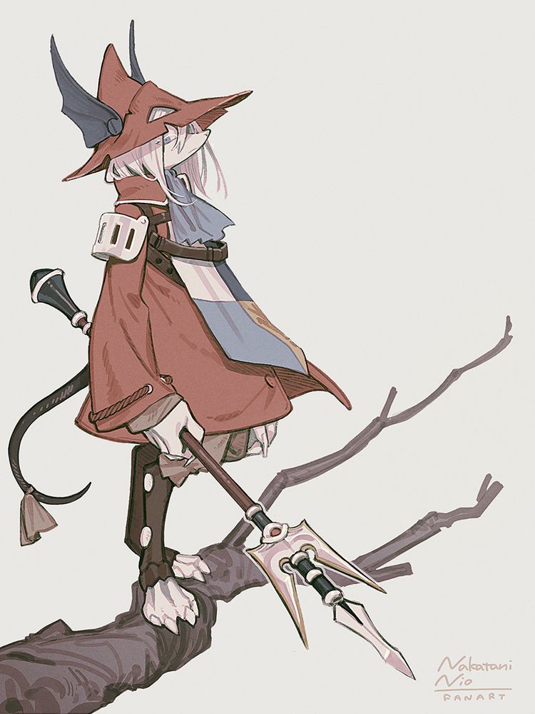 ファイナルファンタジー9のフライヤのファンアート。槍を持ってたたずんでいる。
