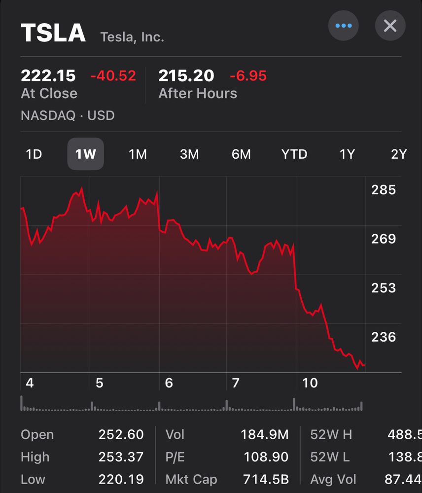 Tesla's stock price 