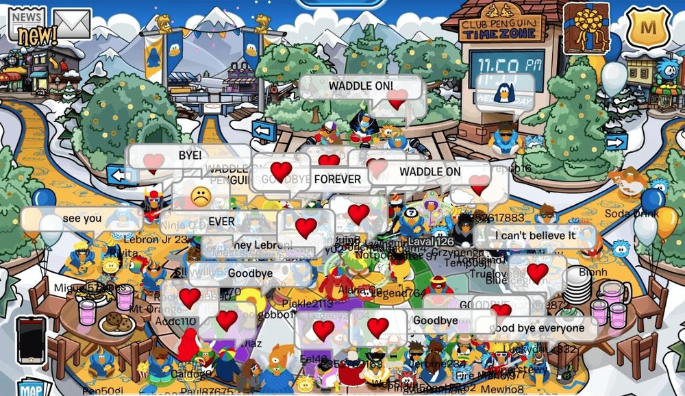 Screenshot of Club Penguin, March 2017