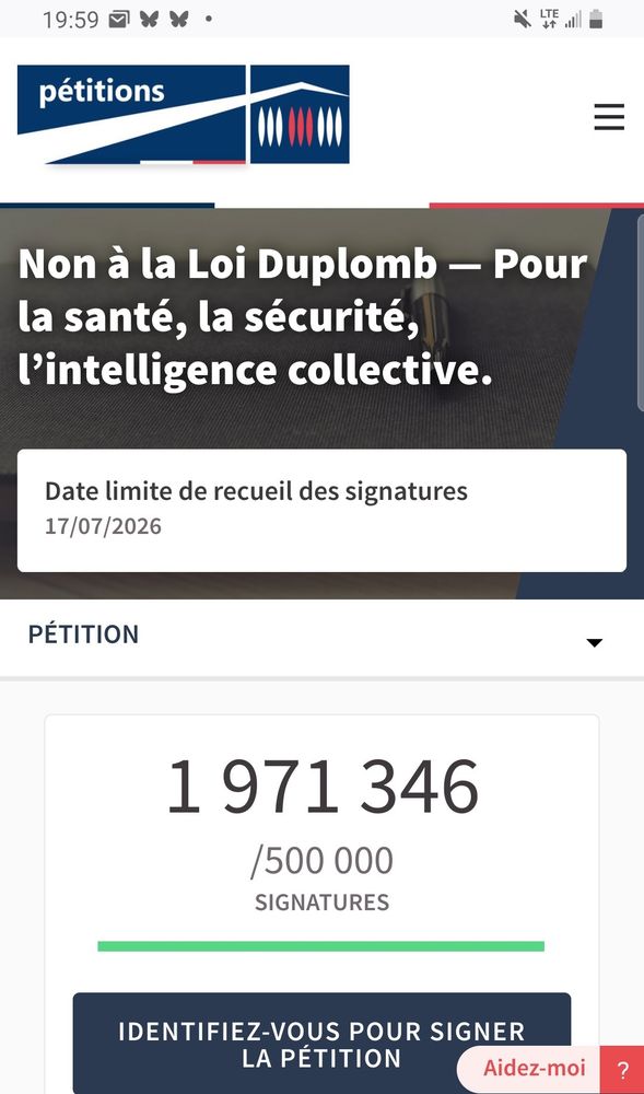 1 971 346 signataires ce soir juste avant 20h...