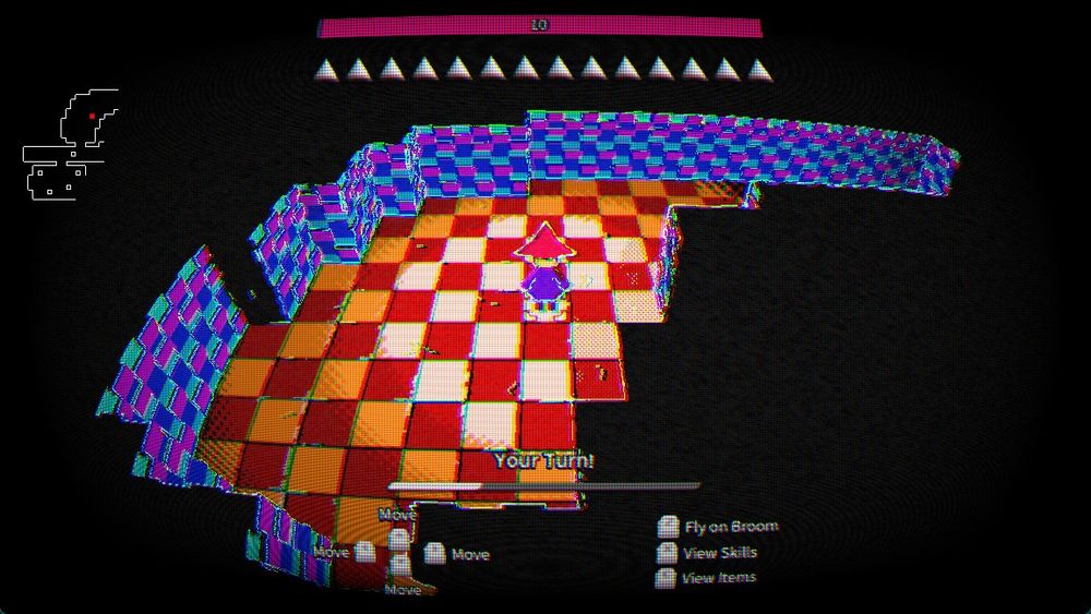 Club room. Tiled floor with multi-colored tiled walls.