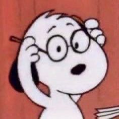 snoopy putting on glasses