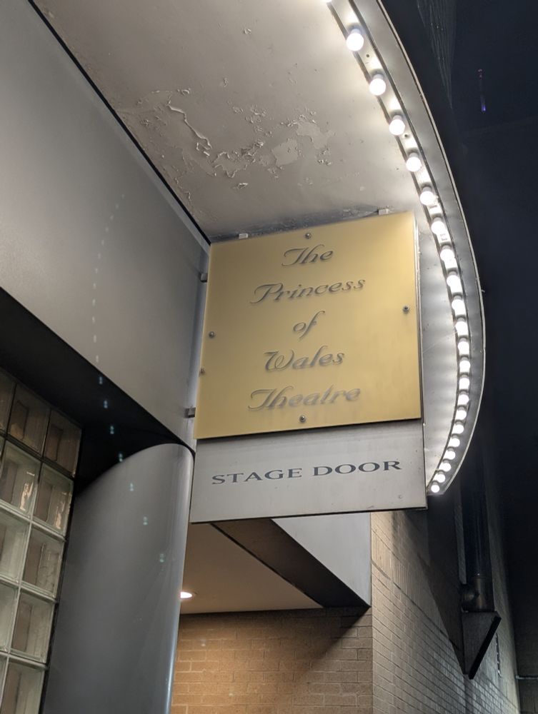 A sign indicating the stage door of the Princess of Wales Theatre in Toronto