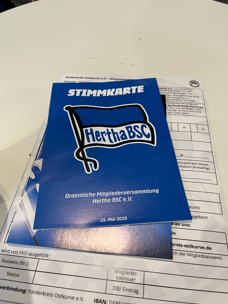Stimmkarte für die MV von HerthaBSC