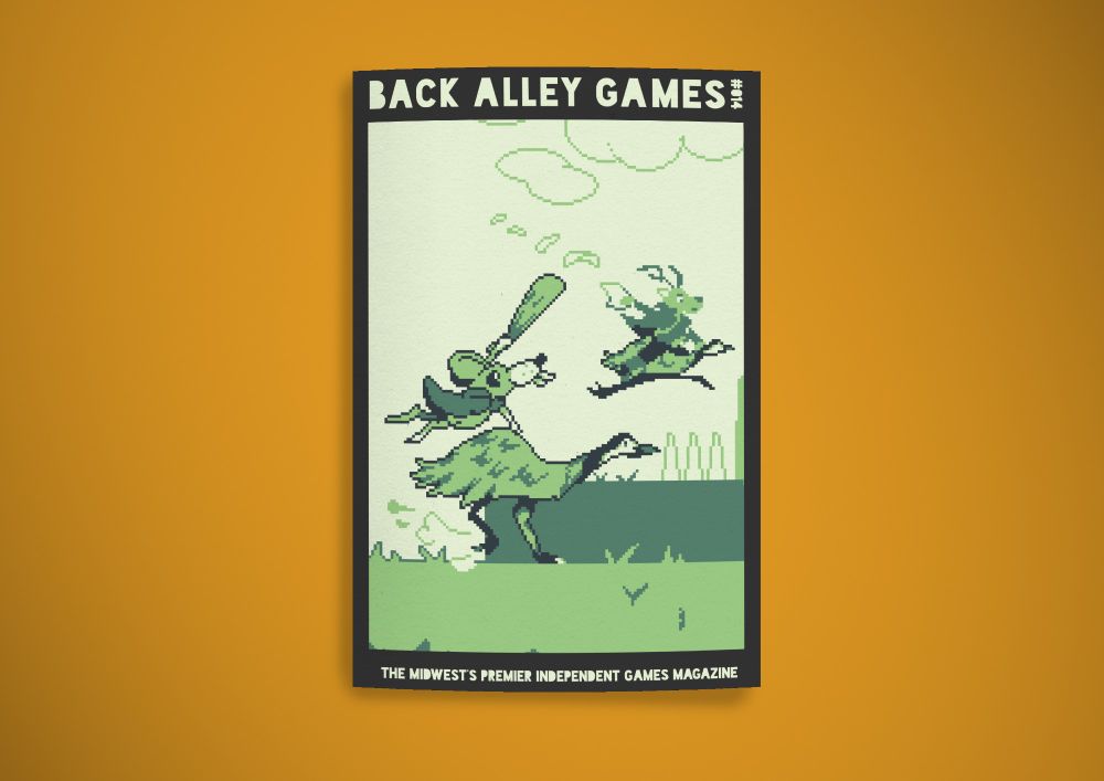 Back Alley Games 14 cover. A green rat and green deer 