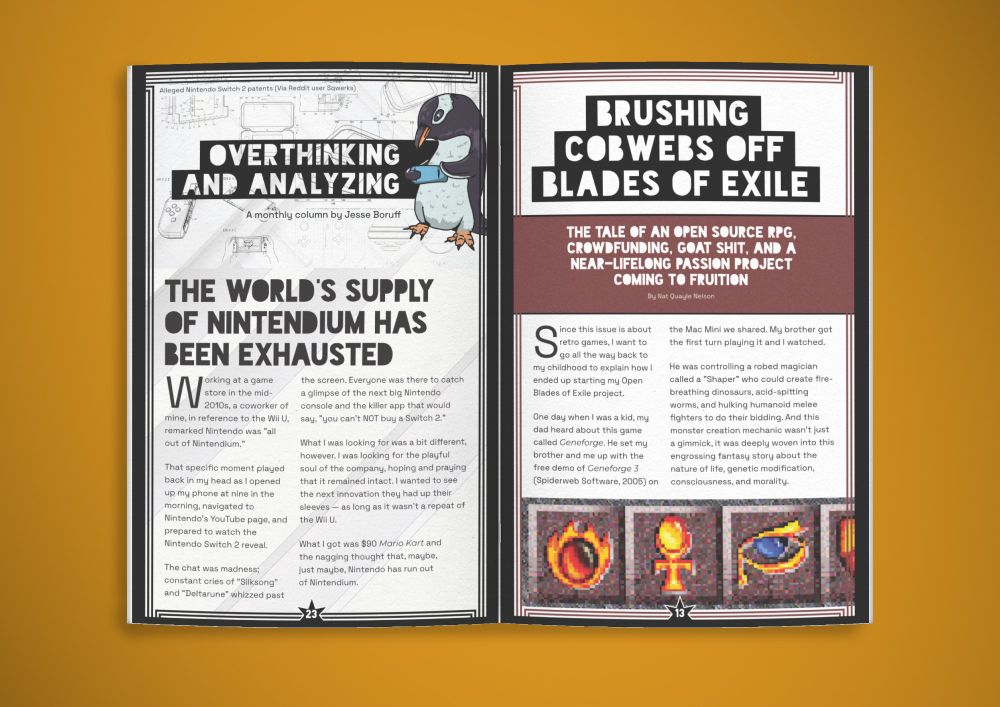 Spread of back alley games 14. Featuring two articles