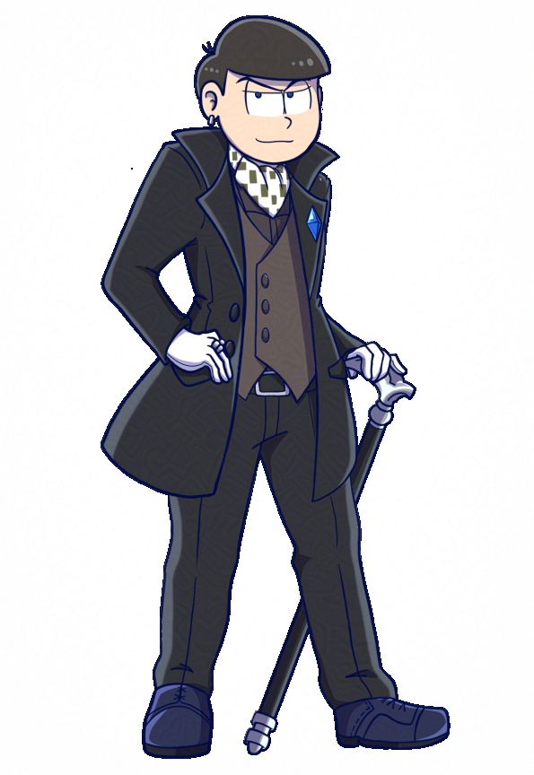 fanart of jeweler karamatsu matsuno. he's standing with a cane.