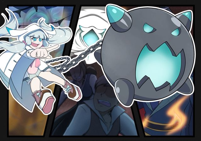 Fanart for tales of crestoria, with makina and her wrecking ball pet in the forefront