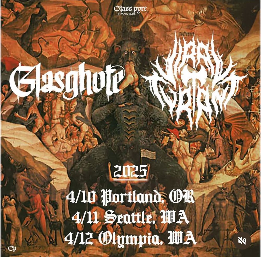 The Viral Tyrant logo used on a gig poster. They are opening for Glasghote here in Portland on April 10, at the Lollipop Club. See you there!