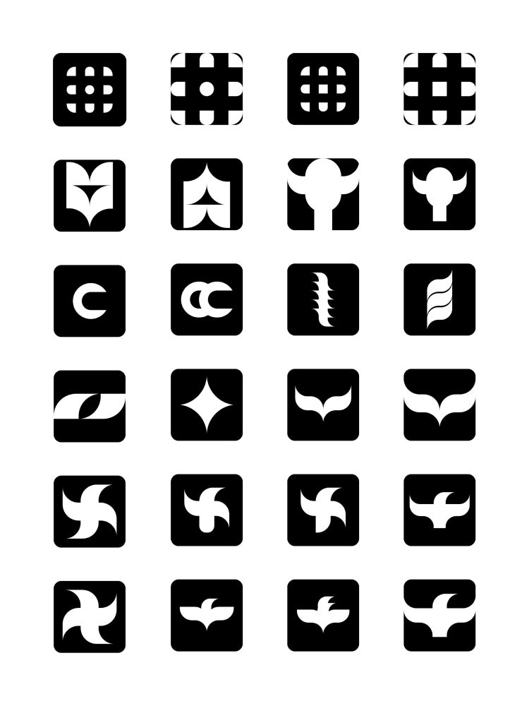 twenty four more minimalist black and white logos. a fair amount have an eagle-inspired design in reference to roman/european/orthodox/byzantine/fascist iconography