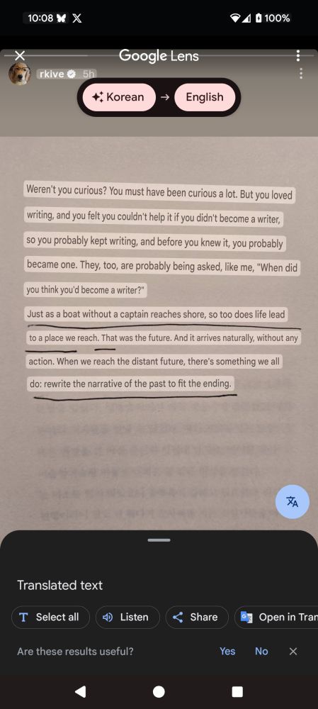 A translation of the previous exerpt in English 
